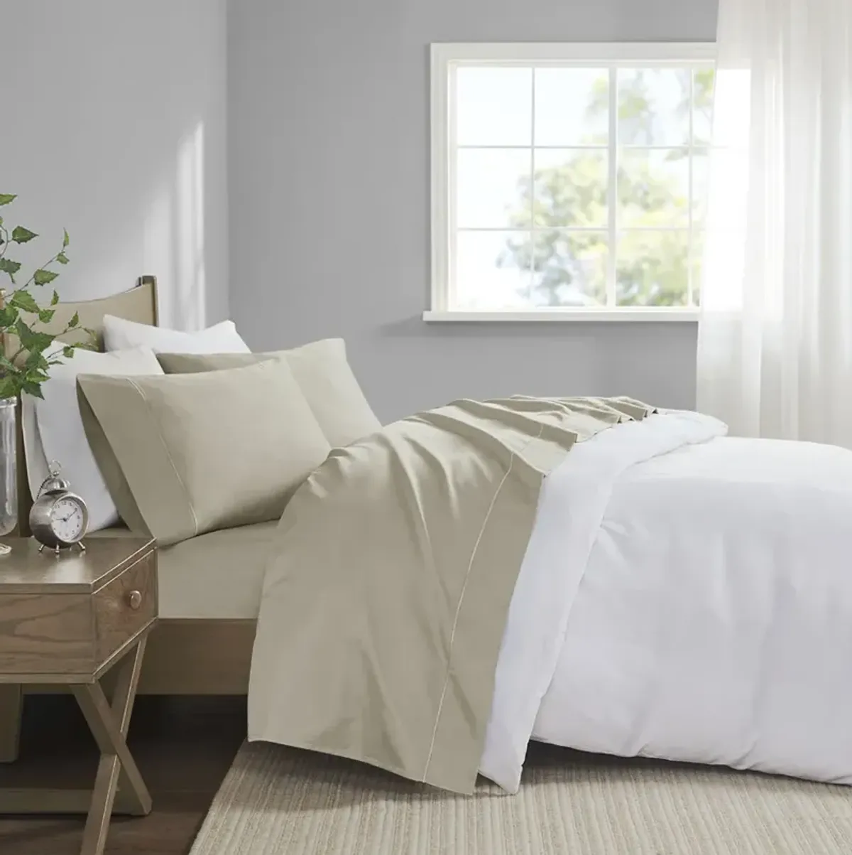 Madison Park 600 Thread Count Sand Pima Cotton Sheet Set