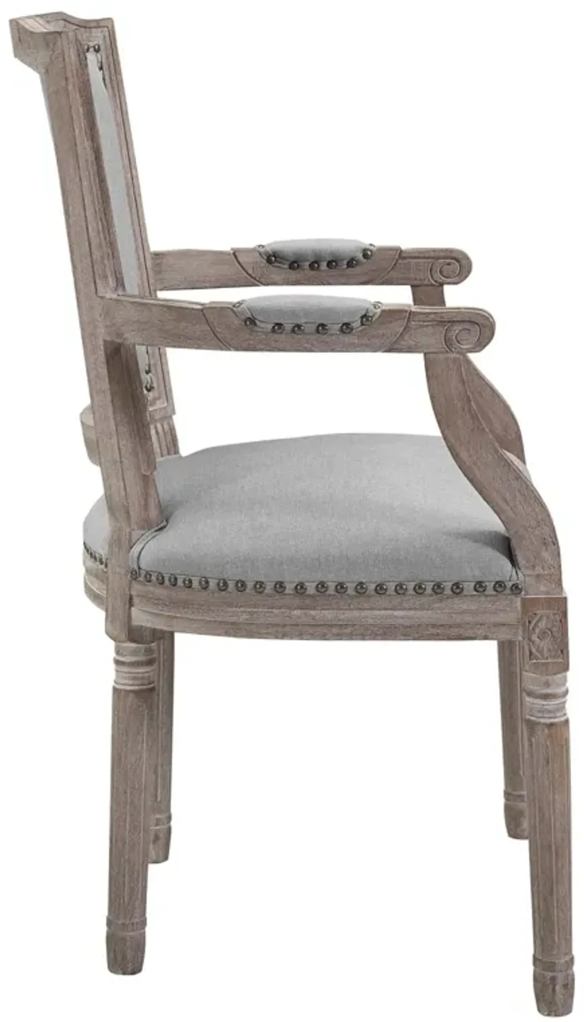 Penchant Vintage French Upholstered Fabric Dining Armchair