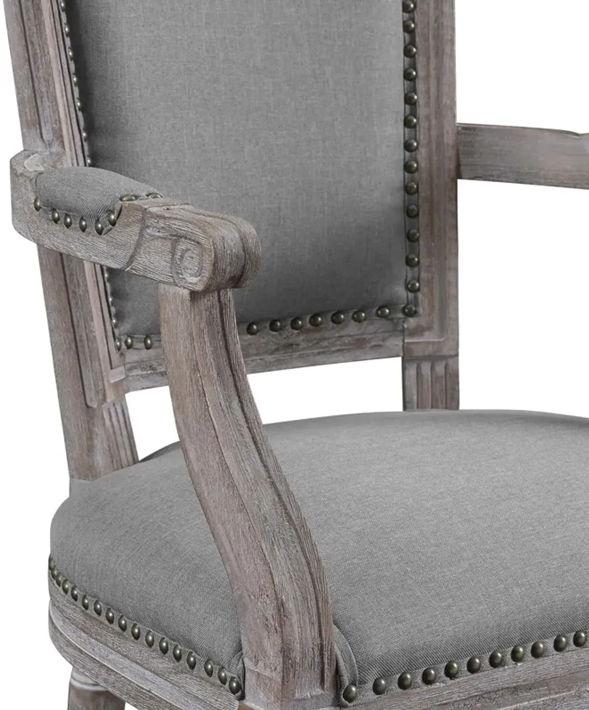 Penchant Vintage French Upholstered Fabric Dining Armchair