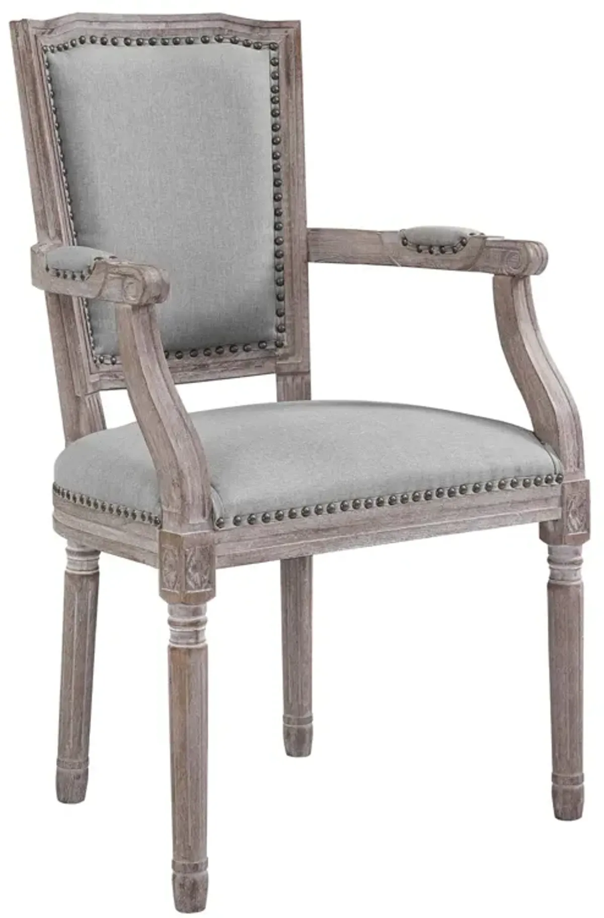 Penchant Vintage French Upholstered Fabric Dining Armchair