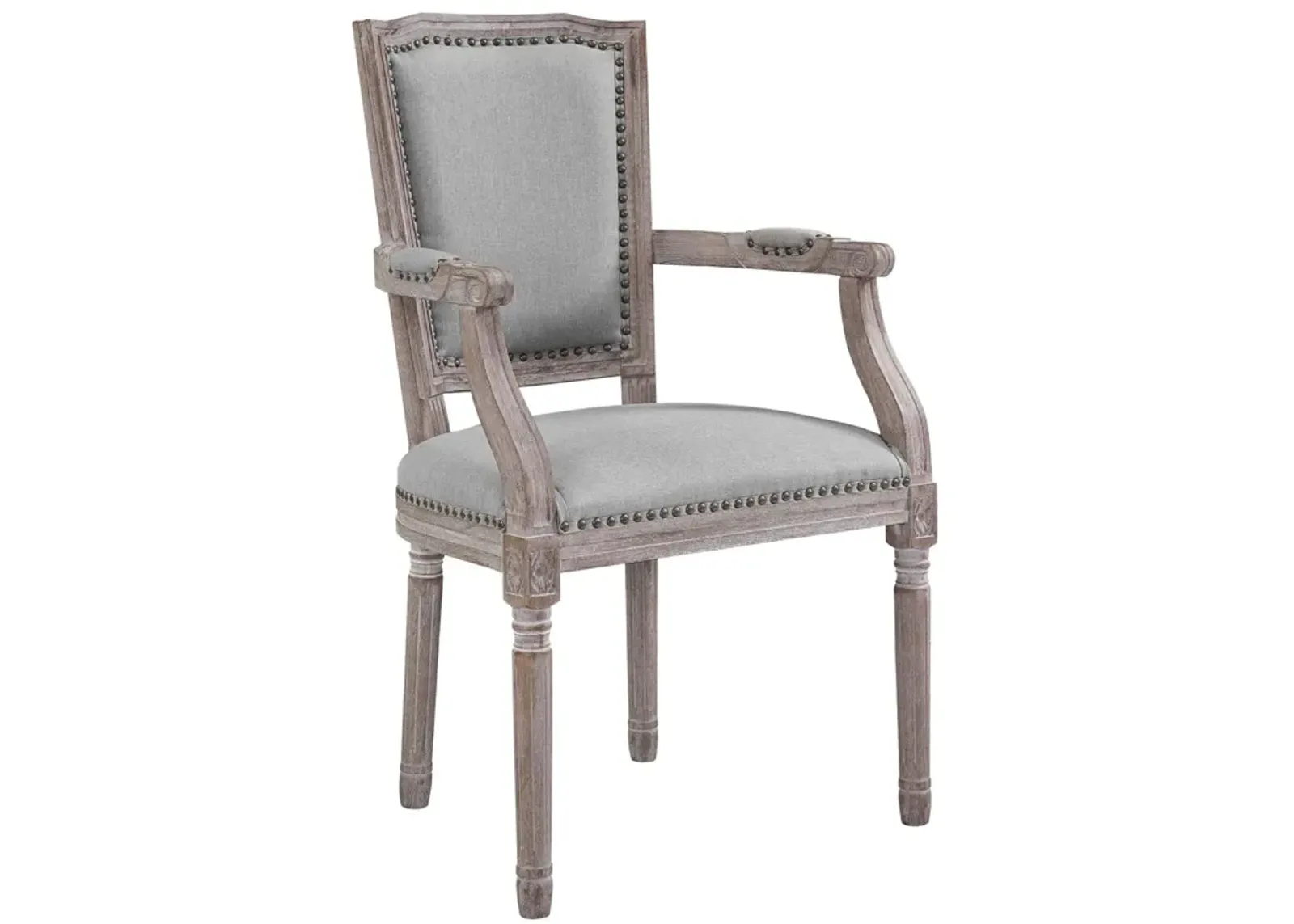 Penchant Vintage French Upholstered Fabric Dining Armchair