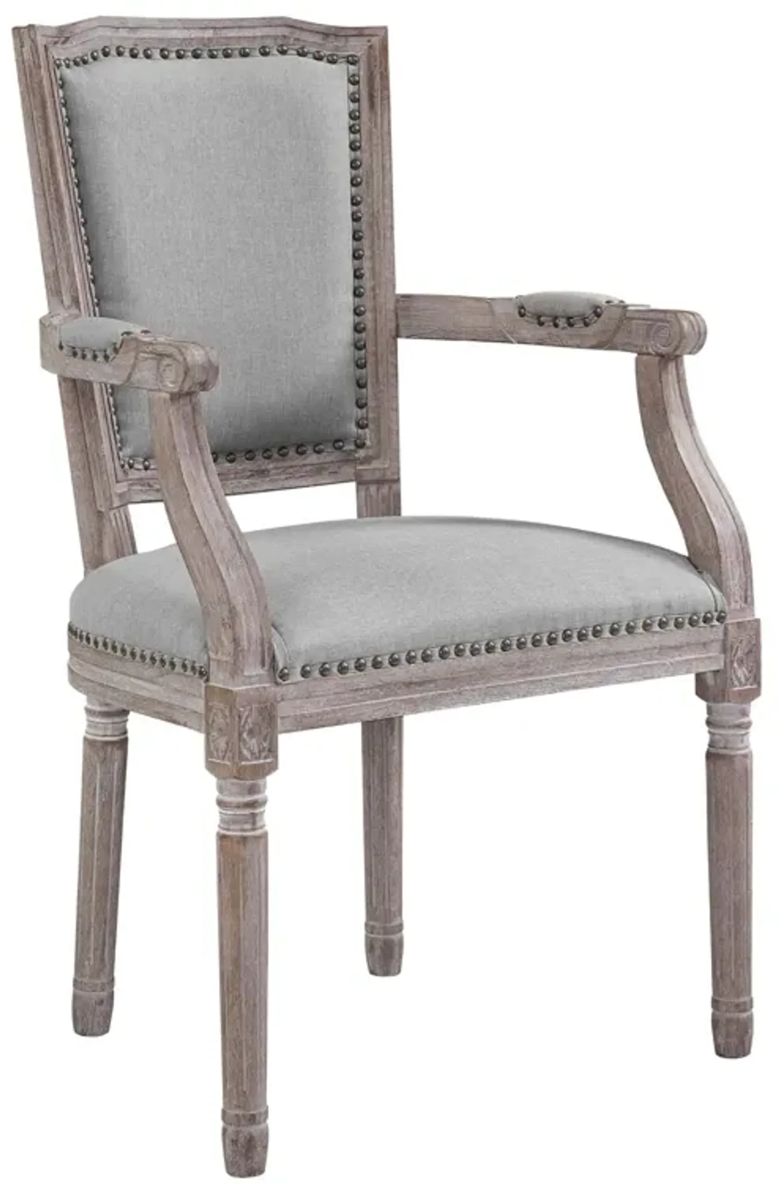 Penchant Vintage French Upholstered Fabric Dining Armchair