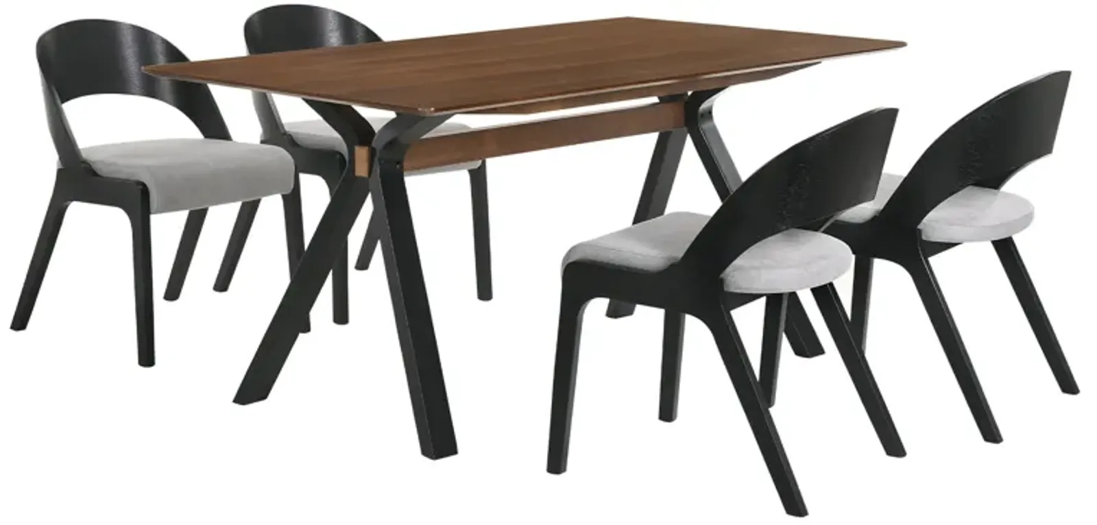 Laredo and Polly 5 Piece Black Rectangular Dining Set