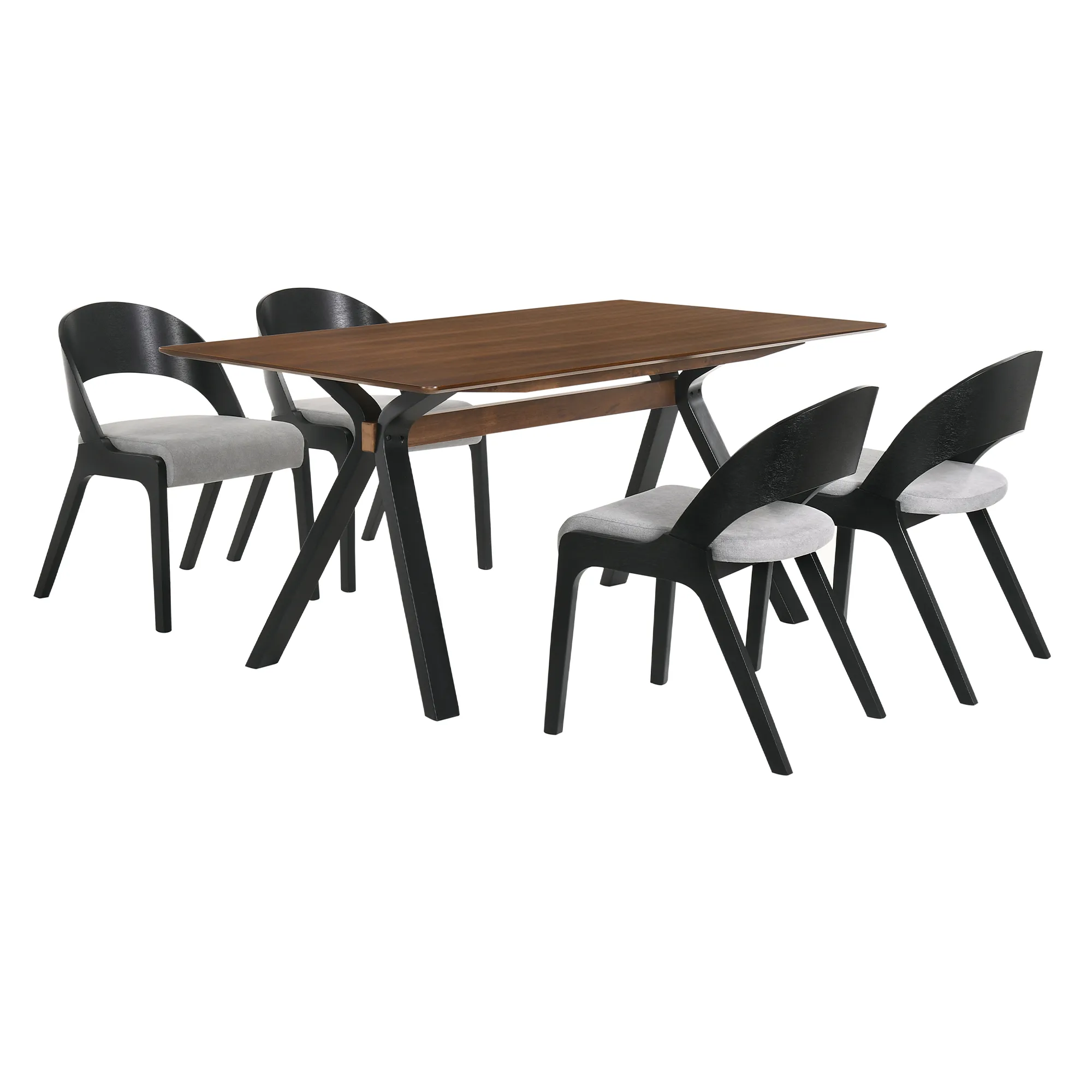 Laredo and Polly 5 Piece Black Rectangular Dining Set