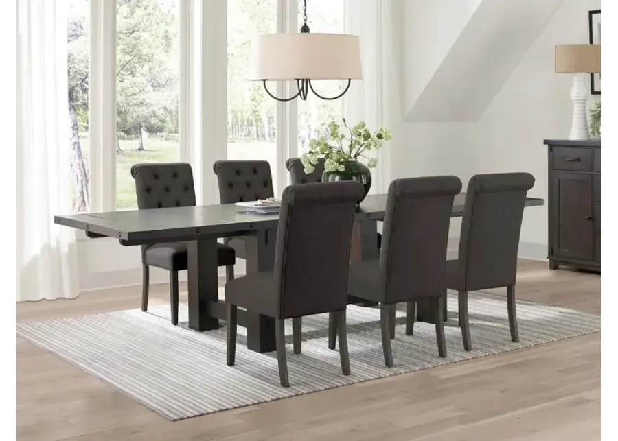 Calandra 7-piece Rectangular Dining Set with Extension Leaf Vintage Java and Grey