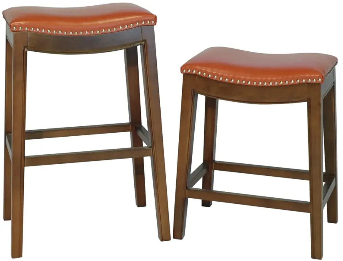 Elmo KD Bonded Leather Counter Stool, Pumpkin