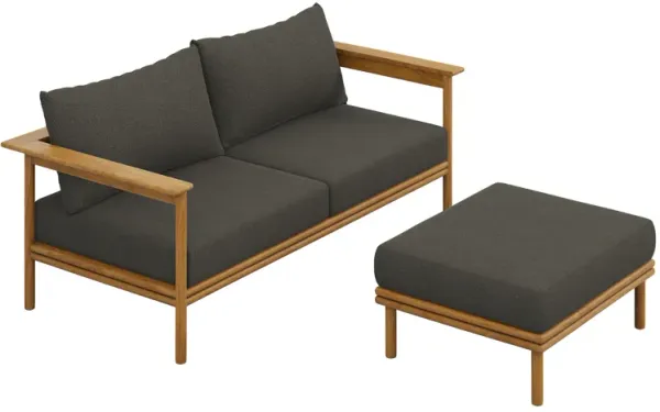 Wren 2-Piece Outdoor Patio Teak Wood Sofa and Ottoman Set by Modway