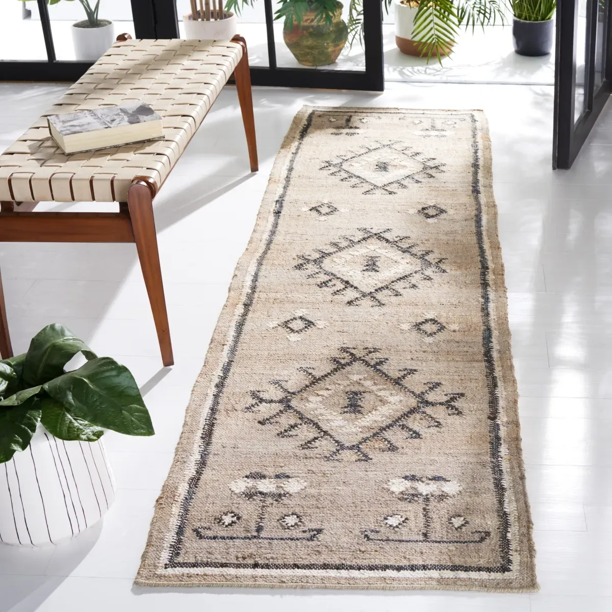 KILIM 762 GREY  2'-3' x 8' Runner Rug