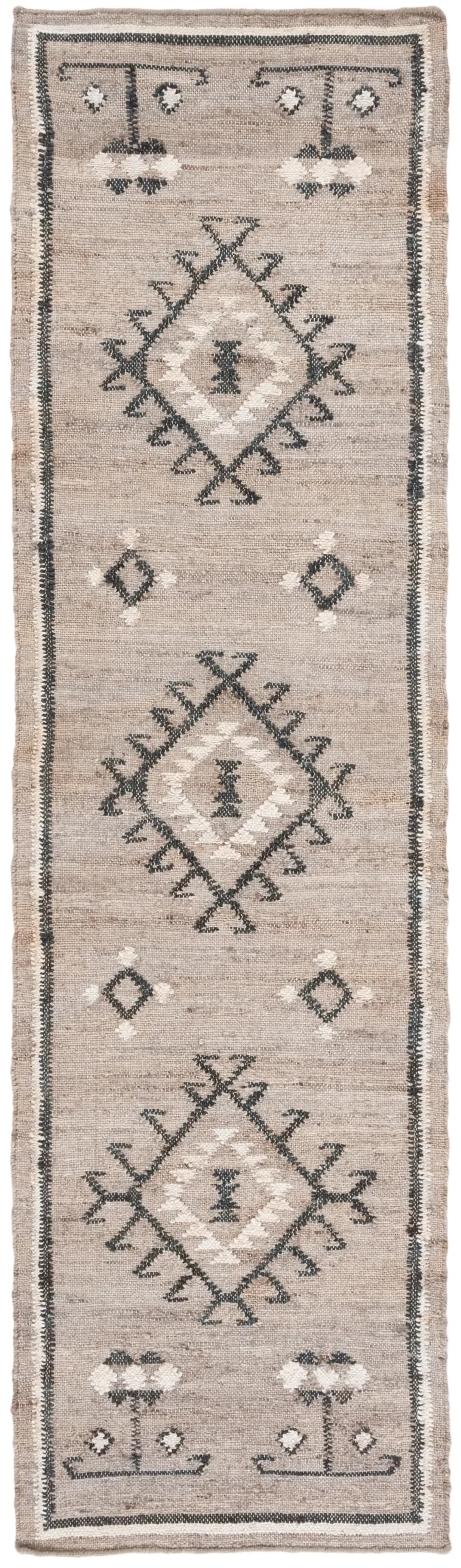 KILIM 762 GREY  2'-3' x 8' Runner Rug