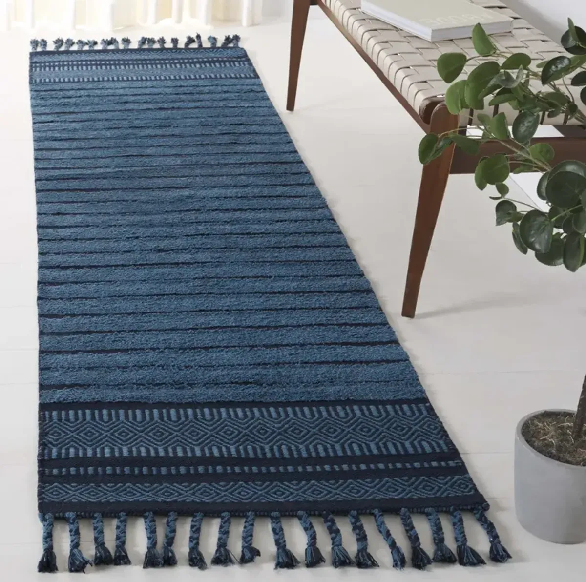 KILIM COLLECTION 401 BLUE 2'-3' x 8' Runner Rug