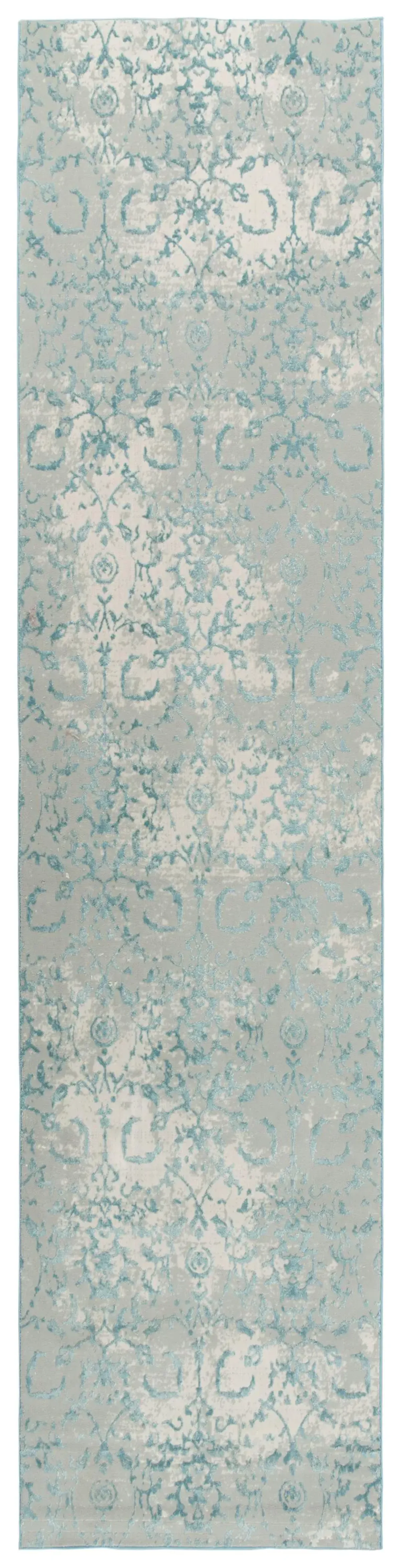 Chelsea Gray/Blue Vine/Scroll Polyester 2'7" x 9'6" Runner Rug