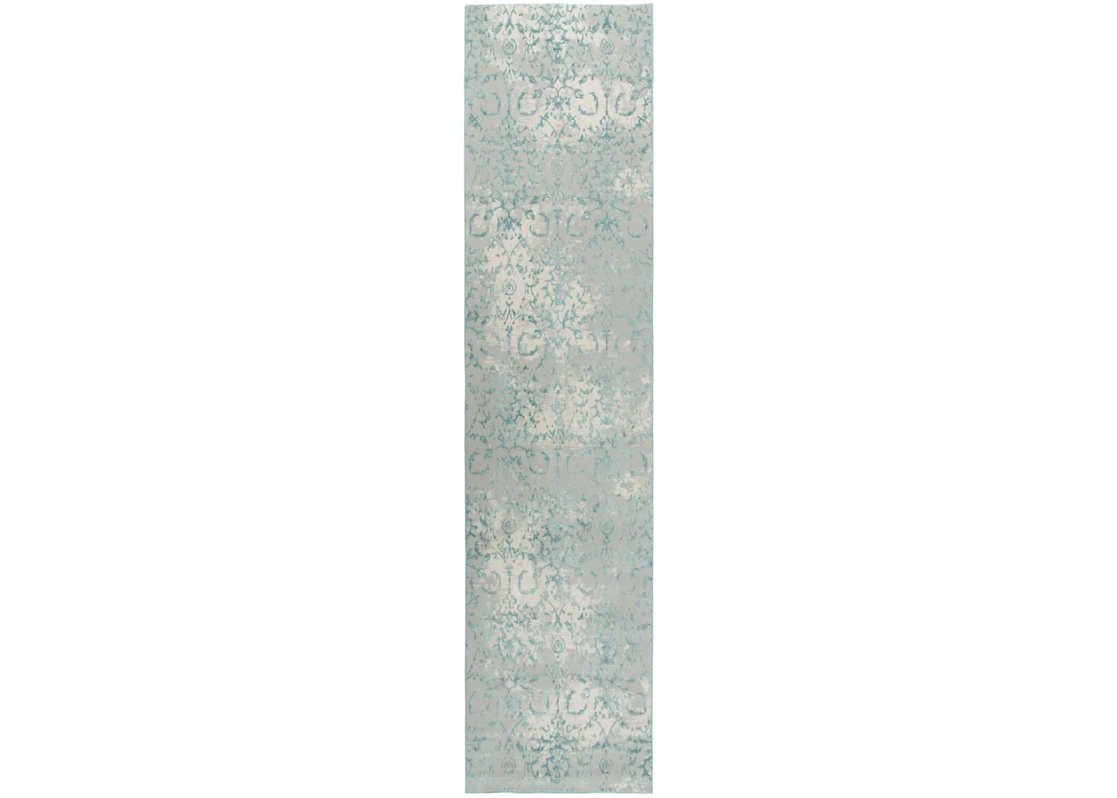 Chelsea Gray/Blue Vine/Scroll Polyester 2'7" x 9'6" Runner Rug