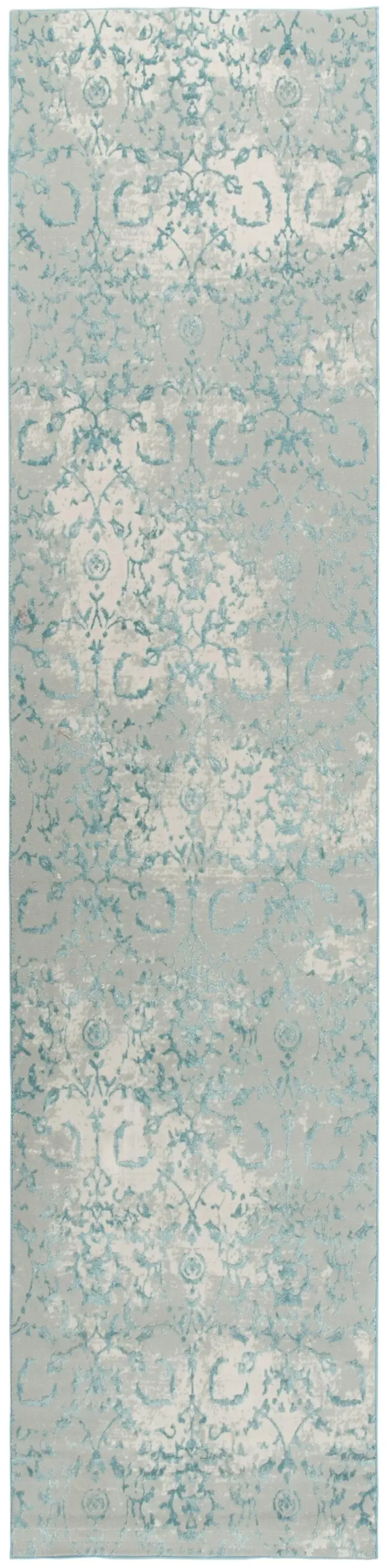 Chelsea Gray/Blue Vine/Scroll Polyester 2'7" x 9'6" Runner Rug