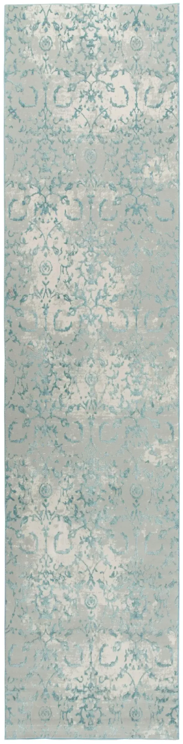 Chelsea Gray/Blue Vine/Scroll Polyester 2'7" x 9'6" Runner Rug