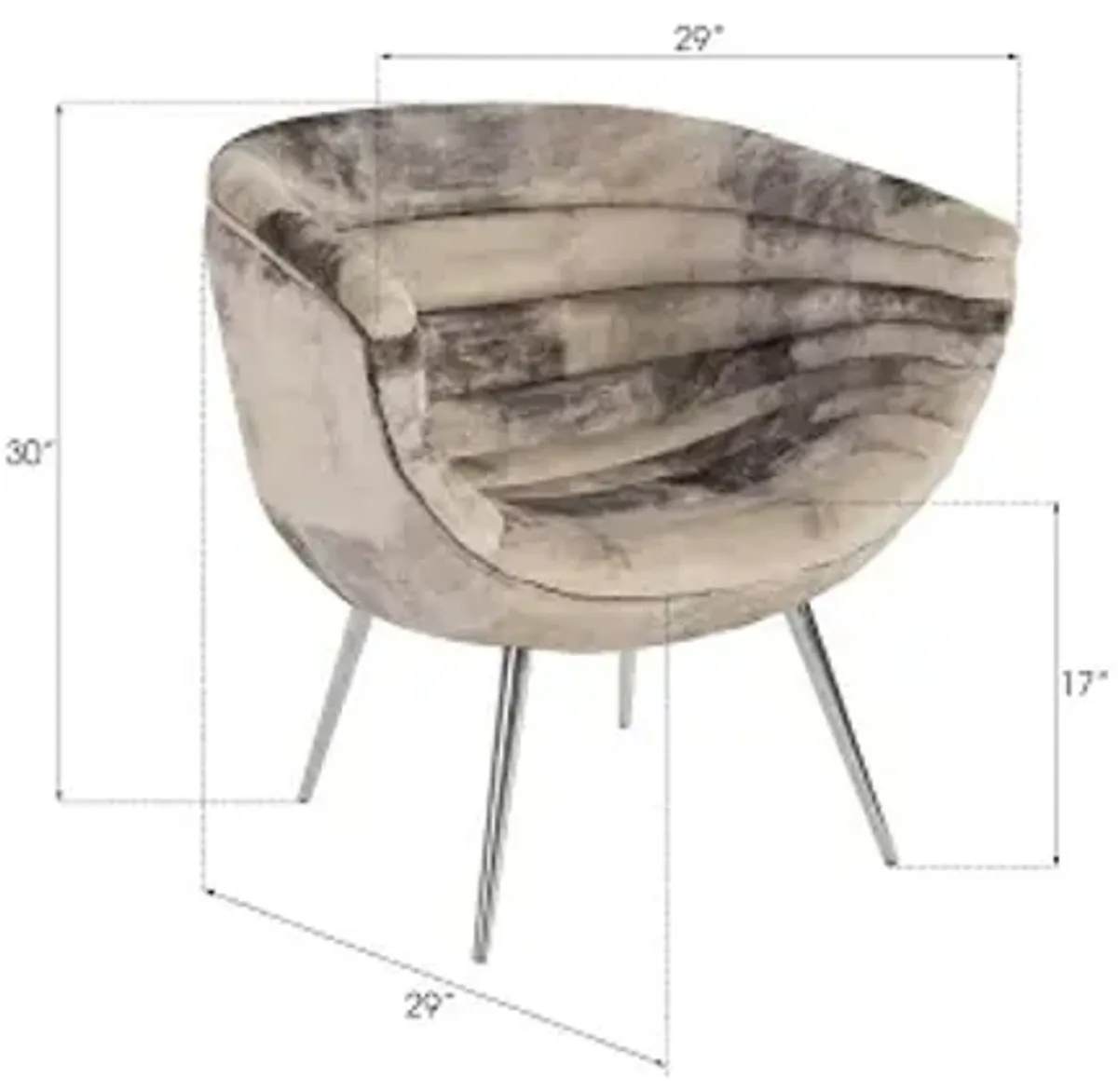 nouveau club chair, mist gray, stainless steel legs