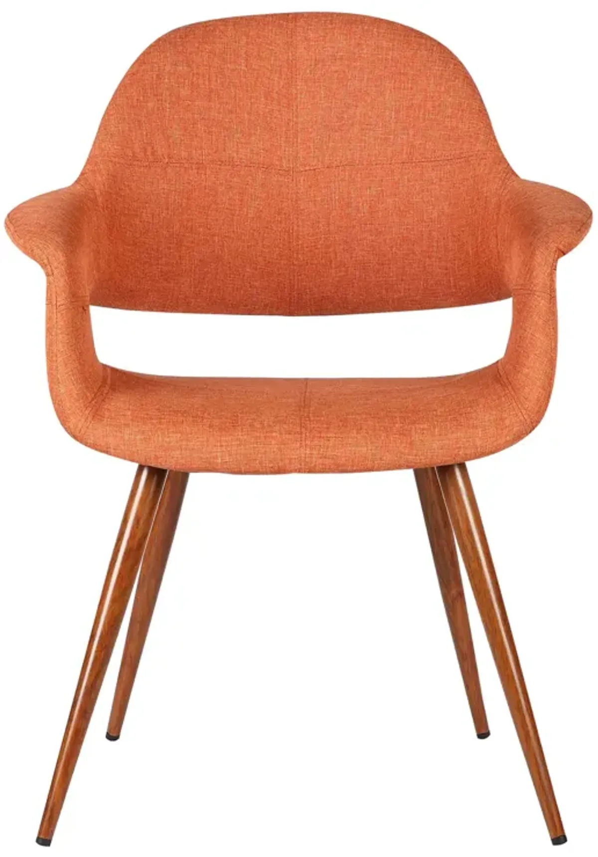 Phoebe Mid-Century Dining Chair in Walnut Finish and Orange Fabric