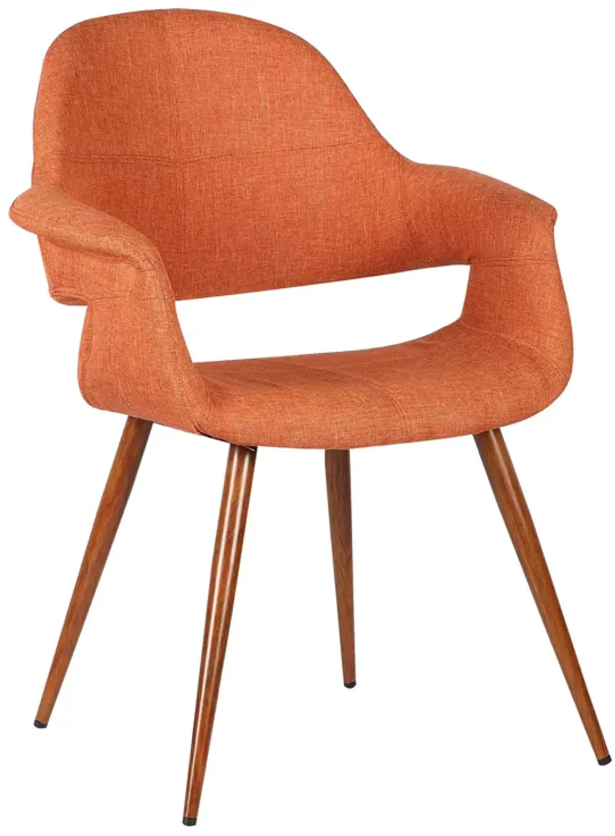 Phoebe Mid-Century Dining Chair in Walnut Finish and Orange Fabric