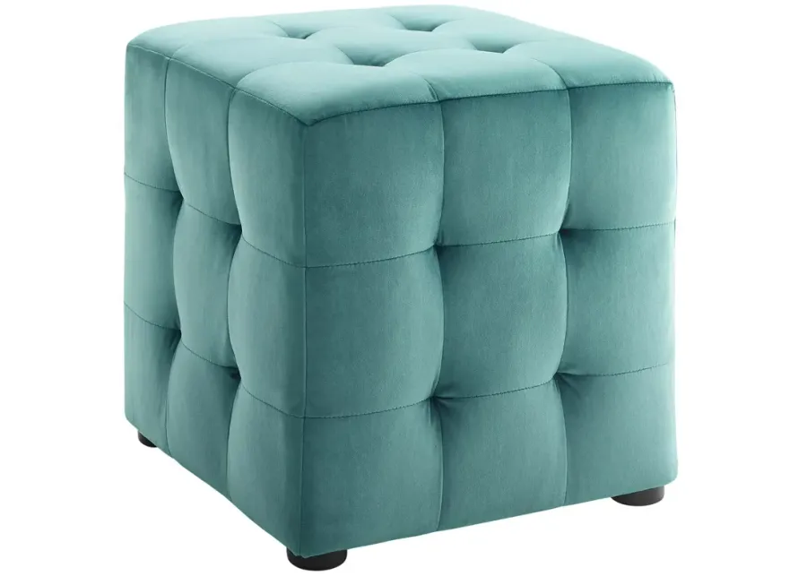 Contour Tufted Cube Performance Velvet Ottoman