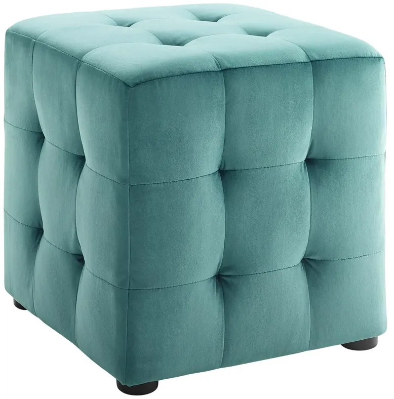 Contour Tufted Cube Performance Velvet Ottoman