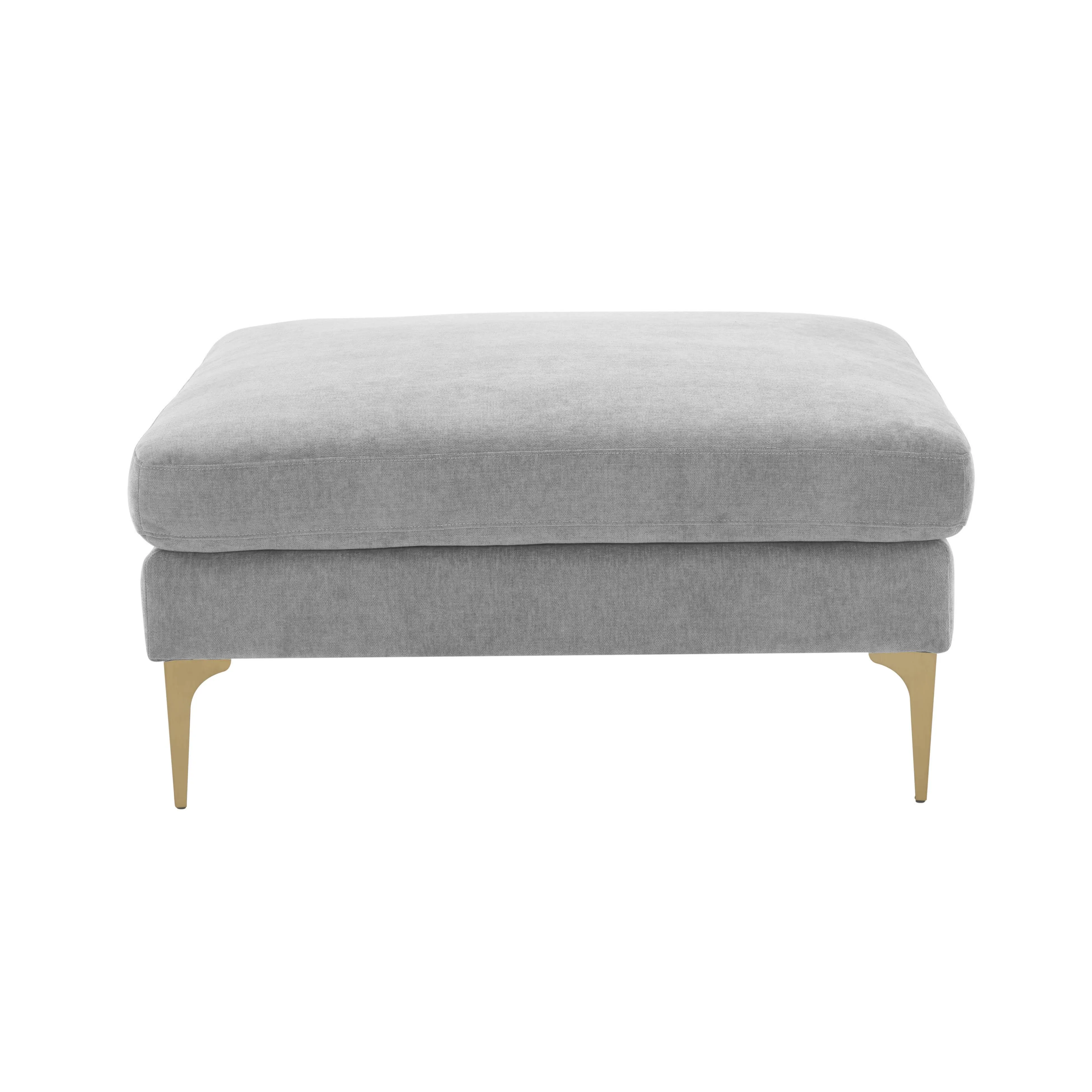 Serena Gray Velvet Ottoman