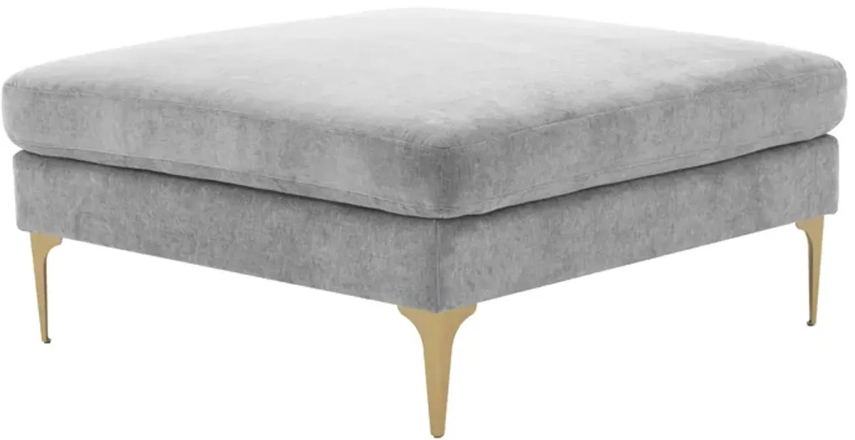 Serena Gray Velvet Ottoman