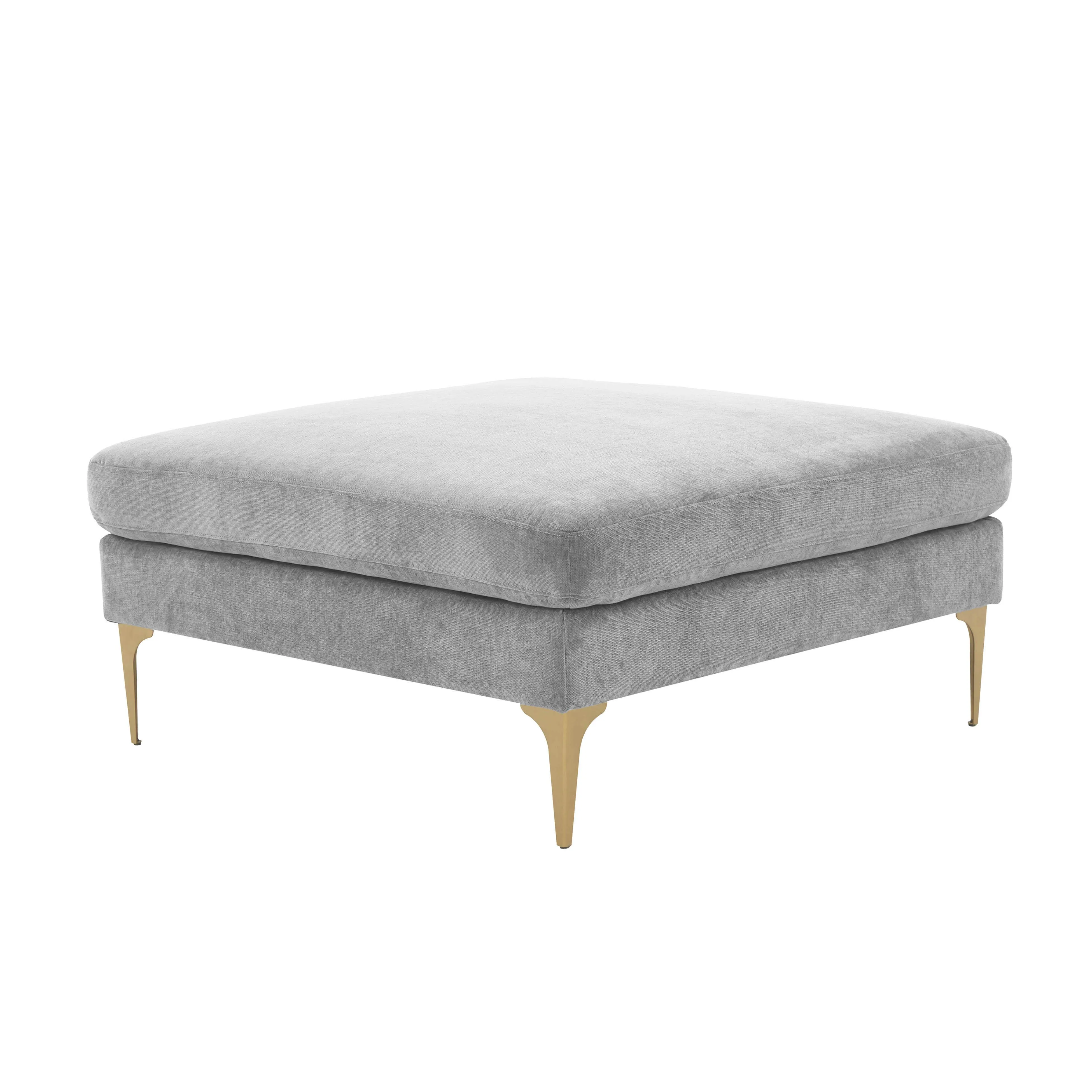 Serena Gray Velvet Ottoman