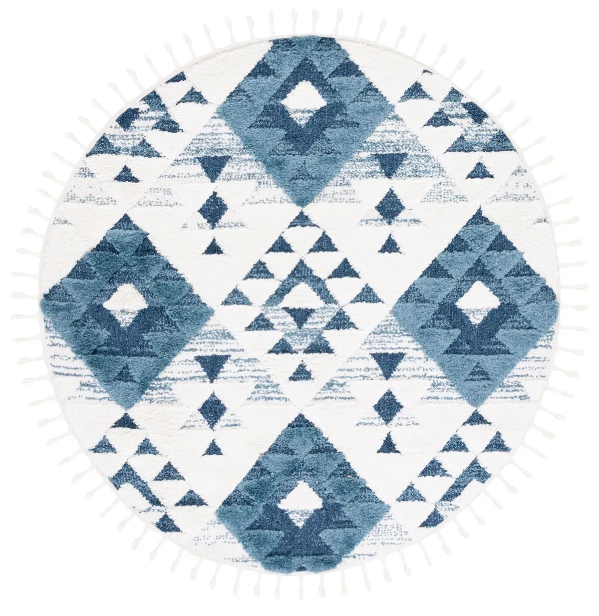 MOROCCAN TASSEL SHAG 688 BLUE  3' x 3' Round Round Rug