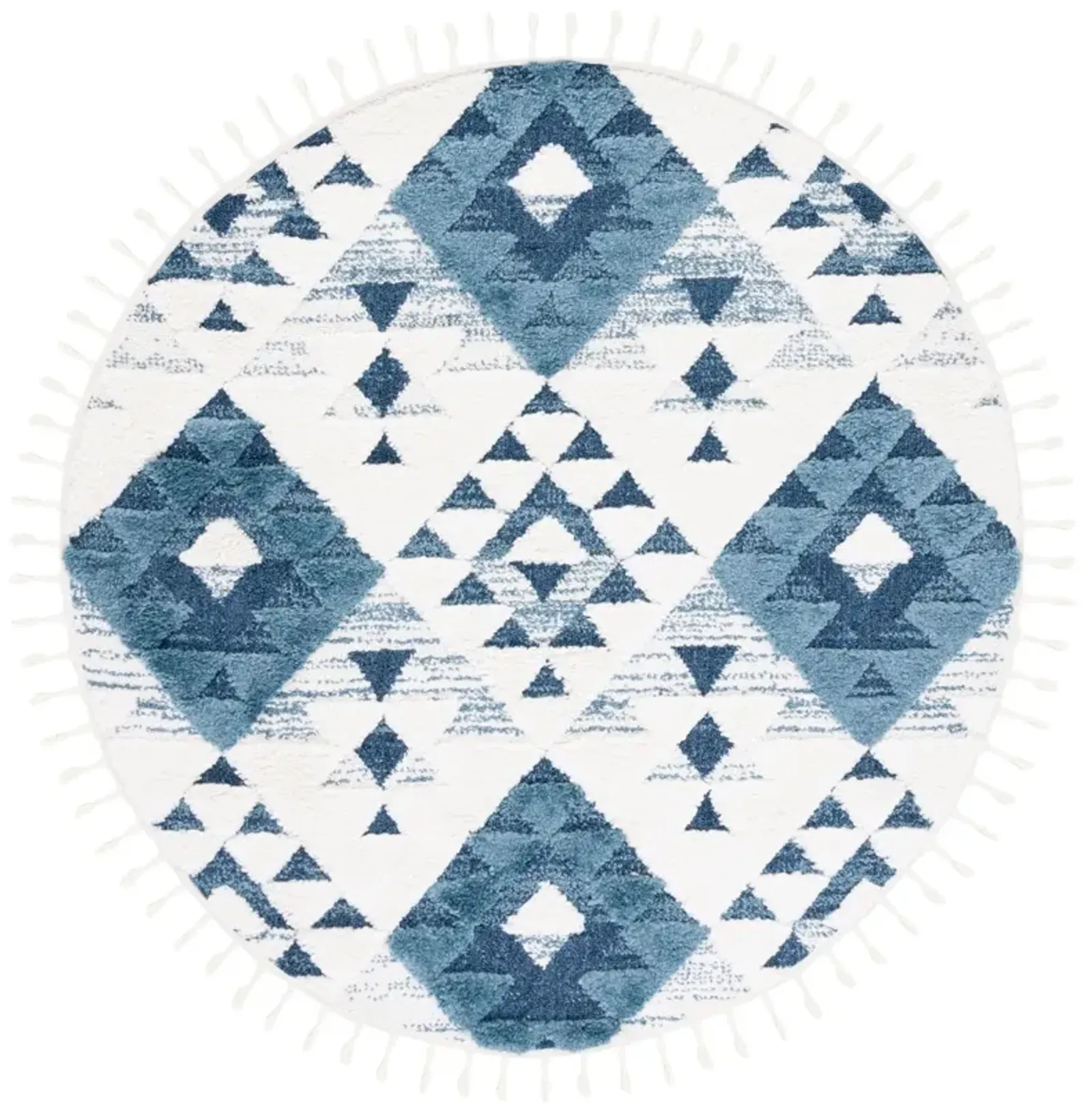 MOROCCAN TASSEL SHAG 688 BLUE  3' x 3' Round Round Rug