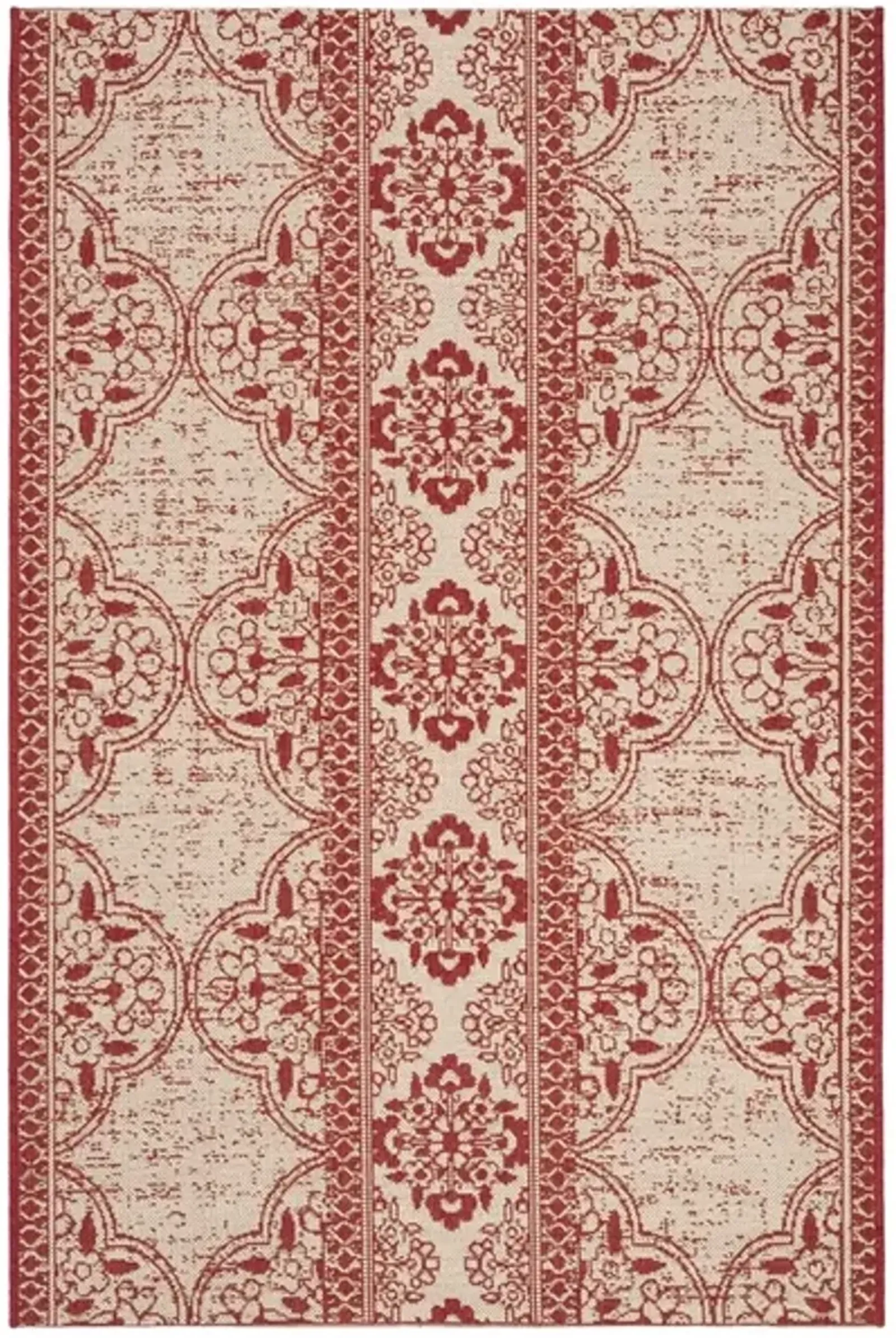 Safavieh BEACH HOUSE Collection BHS174Q-4 Red / Creme 4' X 6'