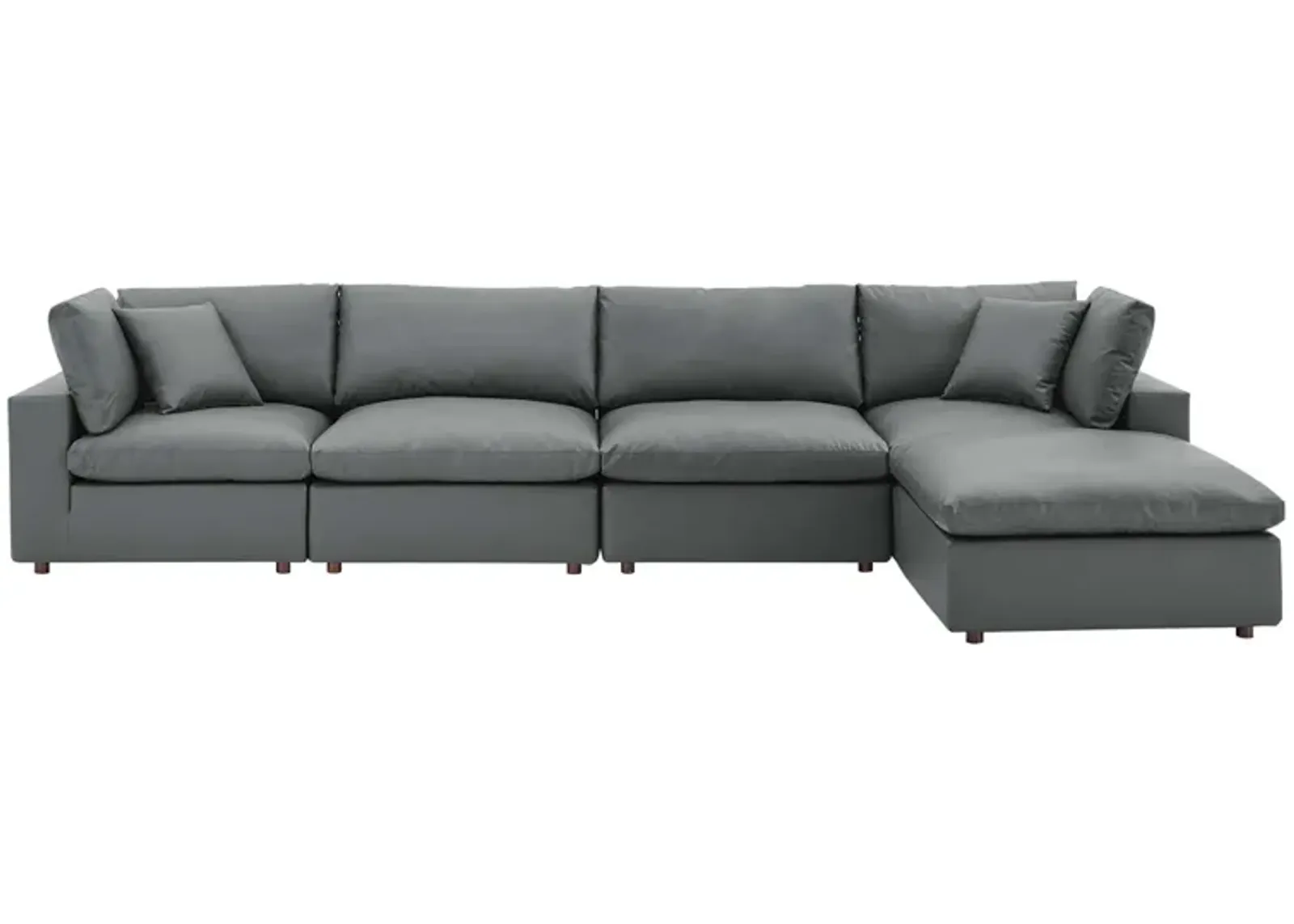 Commix Down Filled Overstuffed Vegan Leather 5-Piece Sectional Sofa