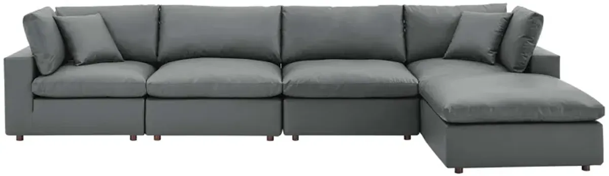 Commix Down Filled Overstuffed Vegan Leather 5-Piece Sectional Sofa