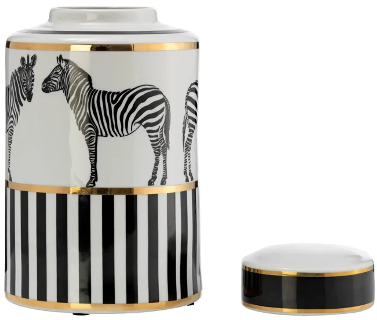 Zebra Lidded Ceramic 12" Jar