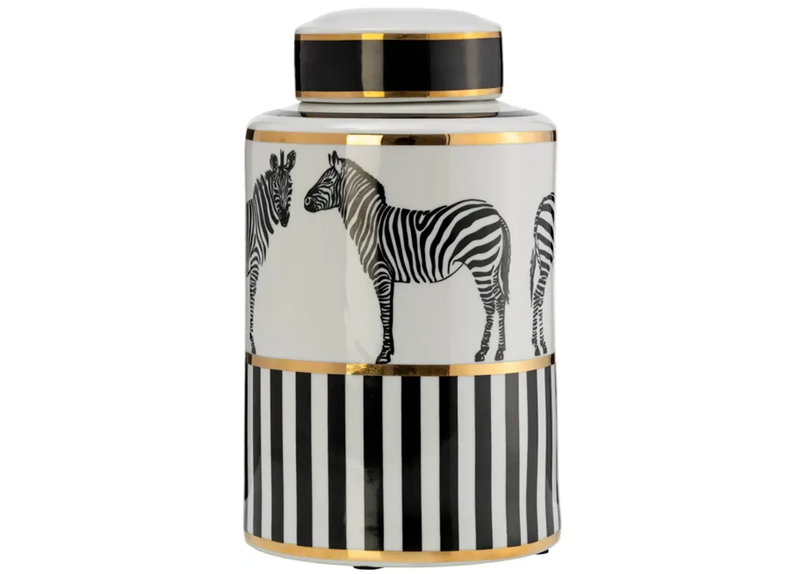 Zebra Lidded Ceramic 12" Jar