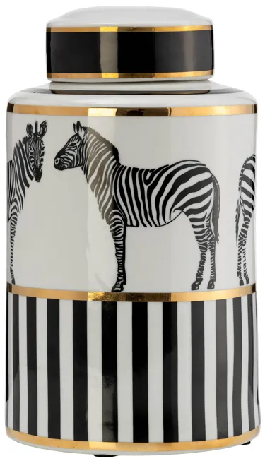 Zebra Lidded Ceramic 12" Jar