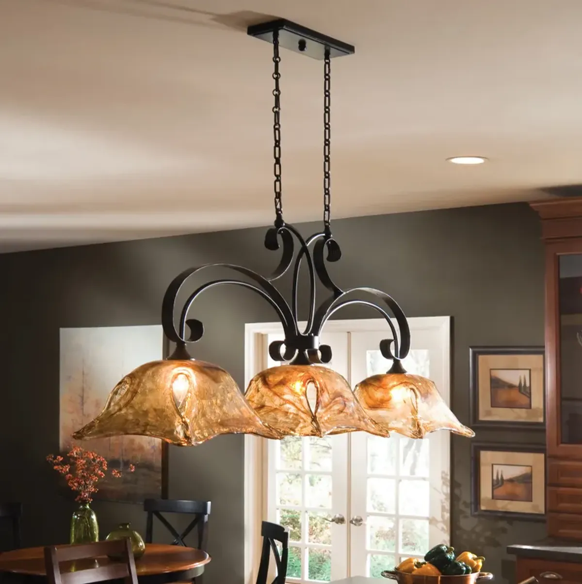 Vetraio 3 Lt Bronze Kitchen Island Light