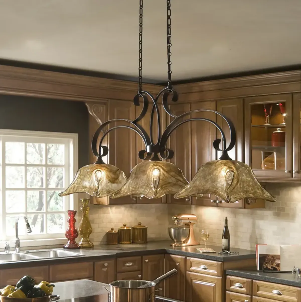 Vetraio 3 Lt Bronze Kitchen Island Light