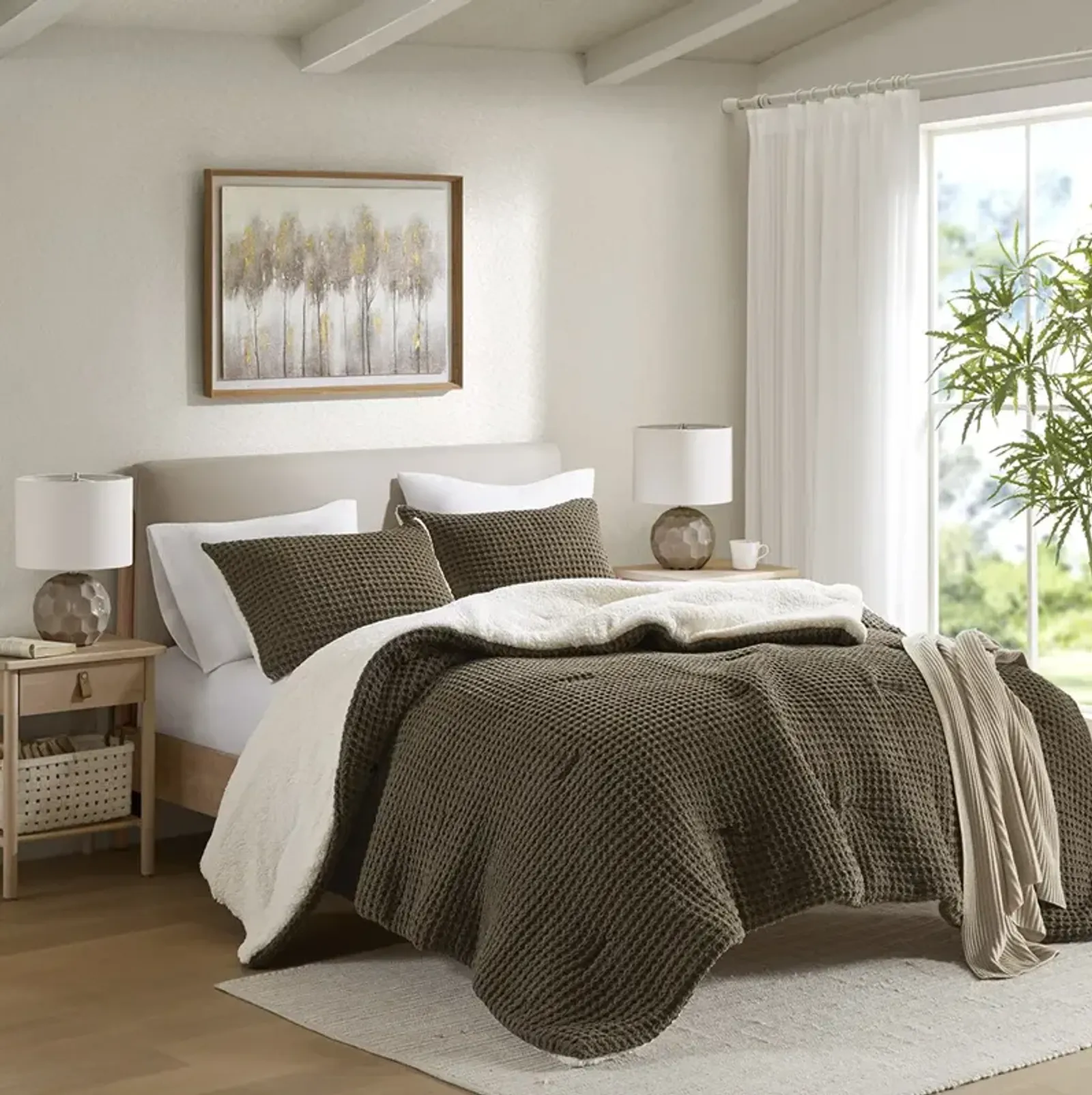 Waffle Knit Chenille Comforter Set