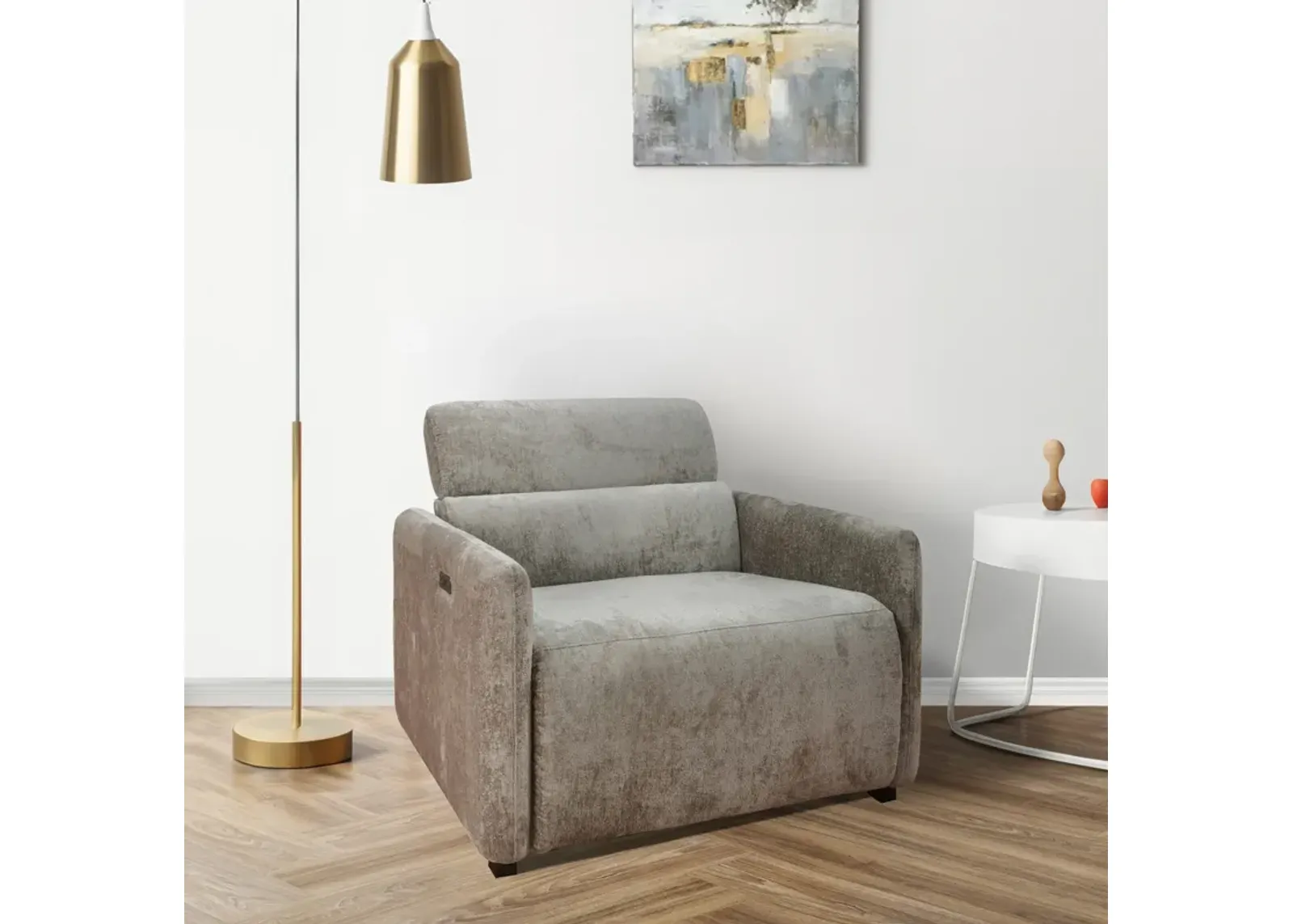 CH Beige Ava Power Modern Recliner