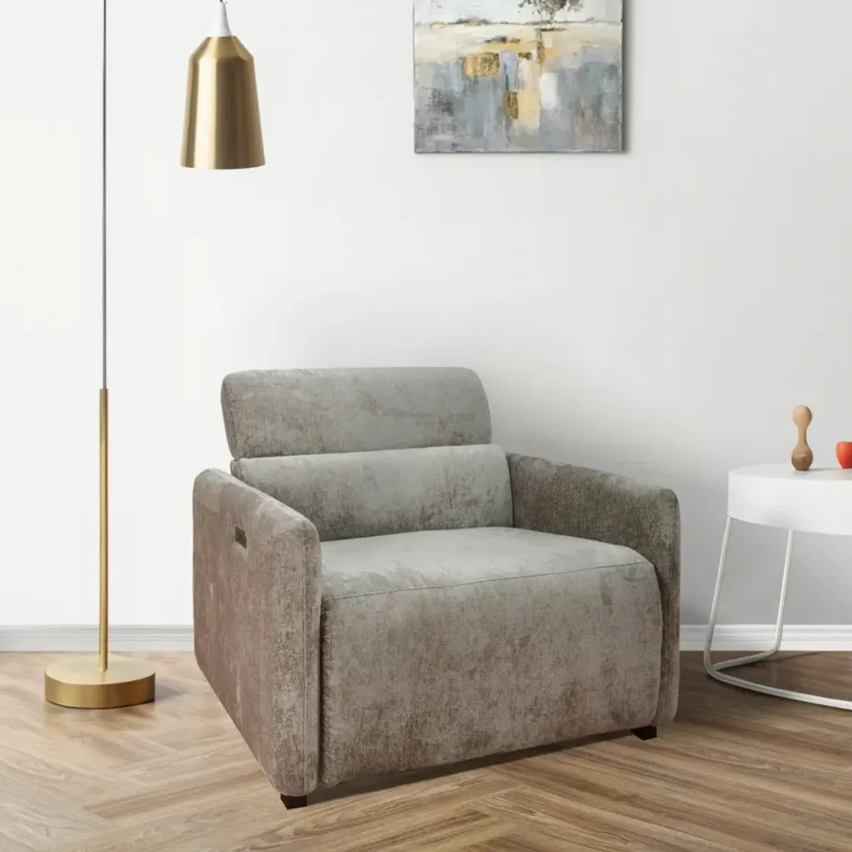 CH Beige Ava Power Modern Recliner