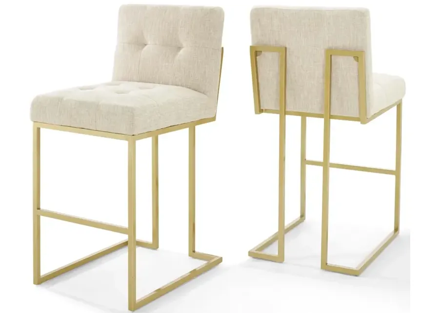 Privy Gold Stainless Steel Performance Velvet Bar Stool Set of 2