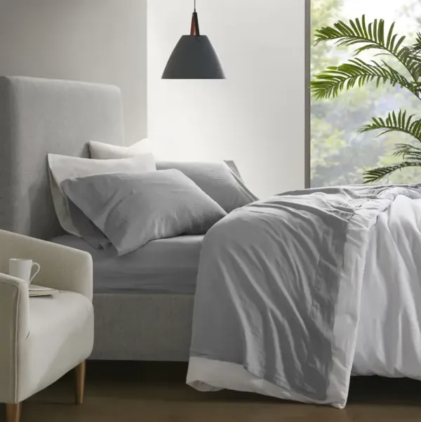 Madison Park Linen Blend Gray 4PC Sheet Set
