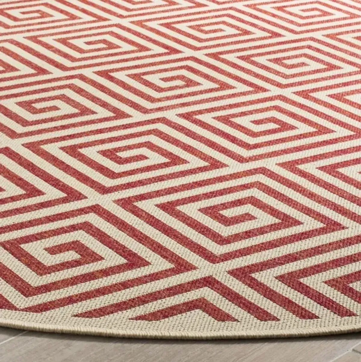 LINDEN 129 Collection LND129Q-6R Red / Creme 6'-7" X 6'-7" Round