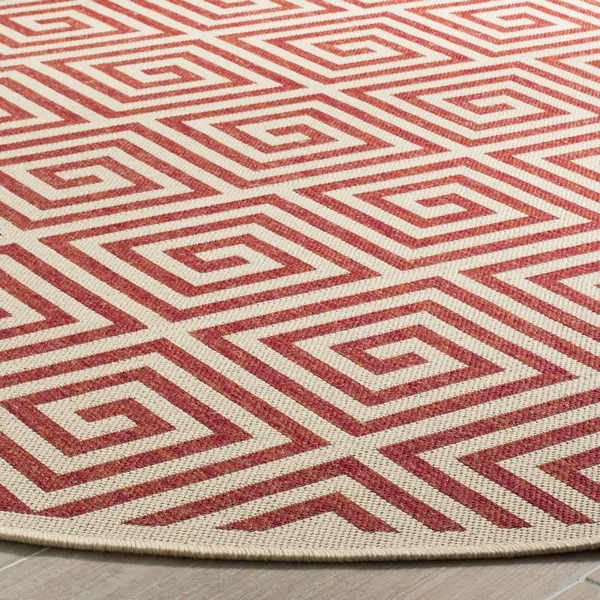 LINDEN 129 Collection LND129Q-6R Red / Creme 6'-7" X 6'-7" Round