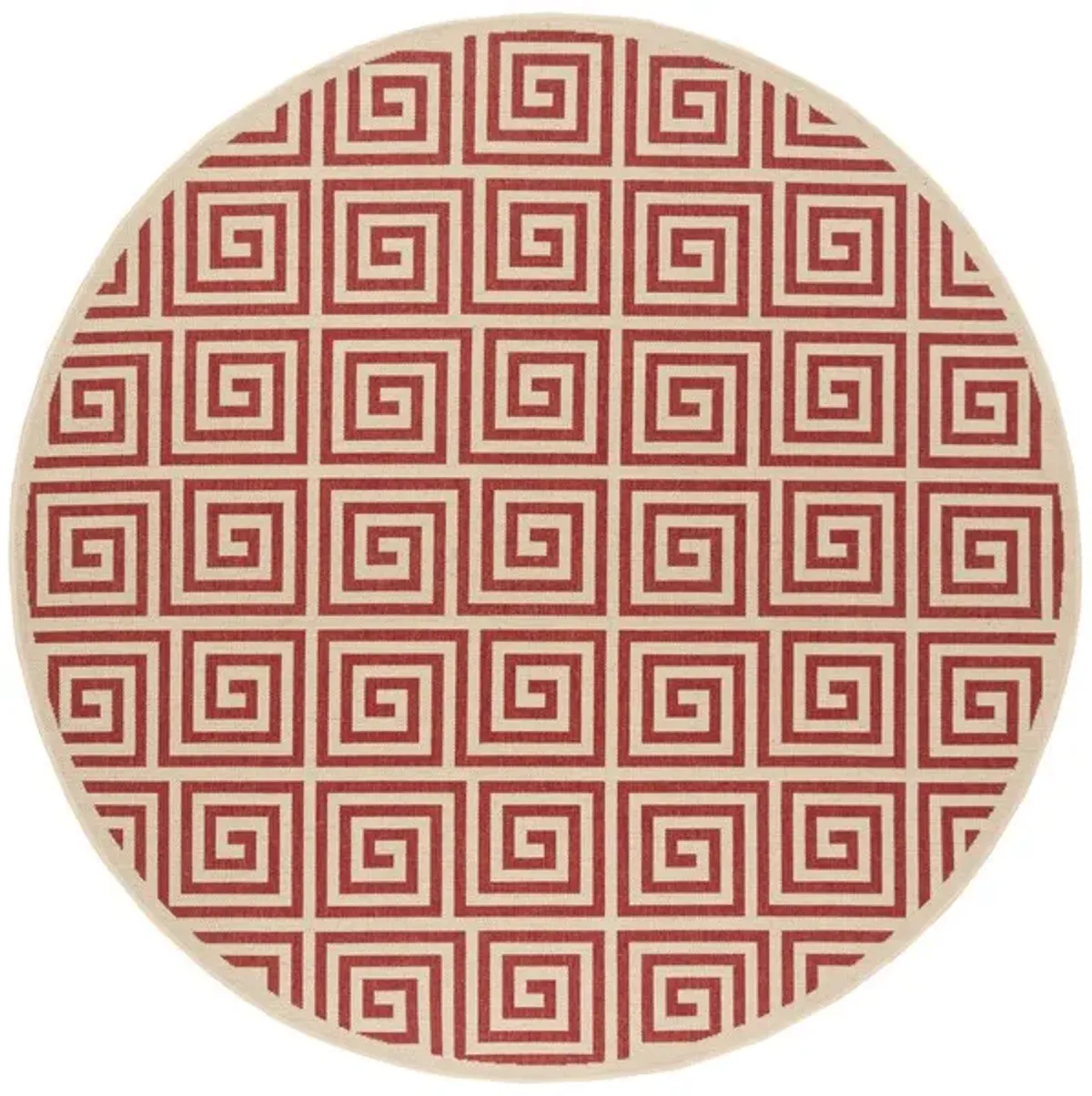 LINDEN 129 Collection LND129Q-6R Red / Creme 6'-7" X 6'-7" Round