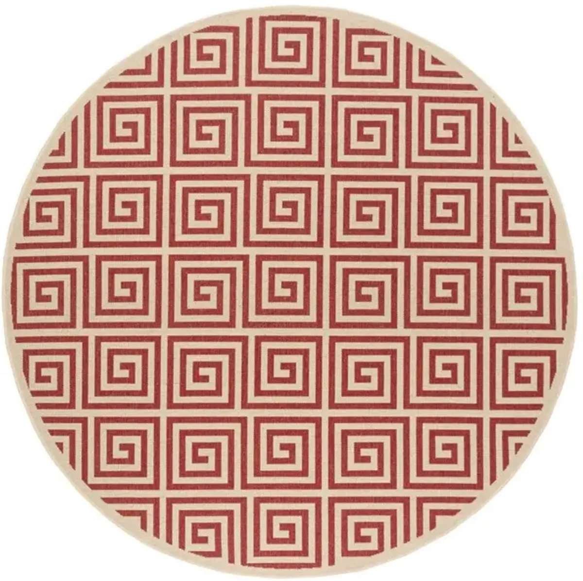 LINDEN 129 Collection LND129Q-6R Red / Creme 6'-7" X 6'-7" Round