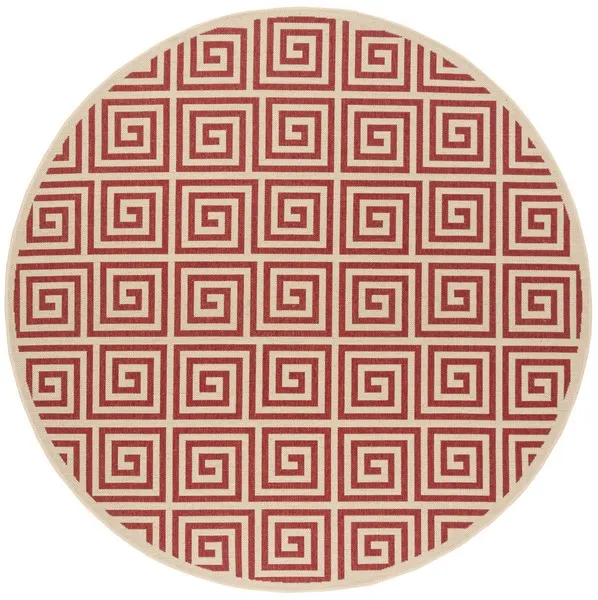 LINDEN 129 Collection LND129Q-6R Red / Creme 6'-7" X 6'-7" Round