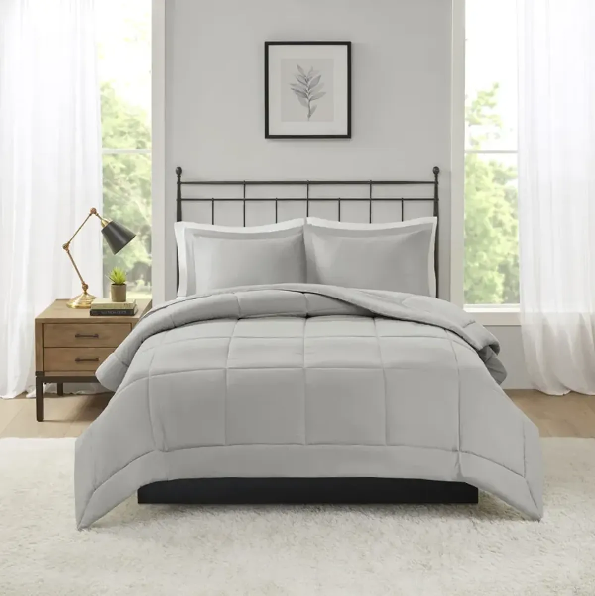 Madison Park Sarasota Grey Microcell Down Alternative Comforter Mini Set