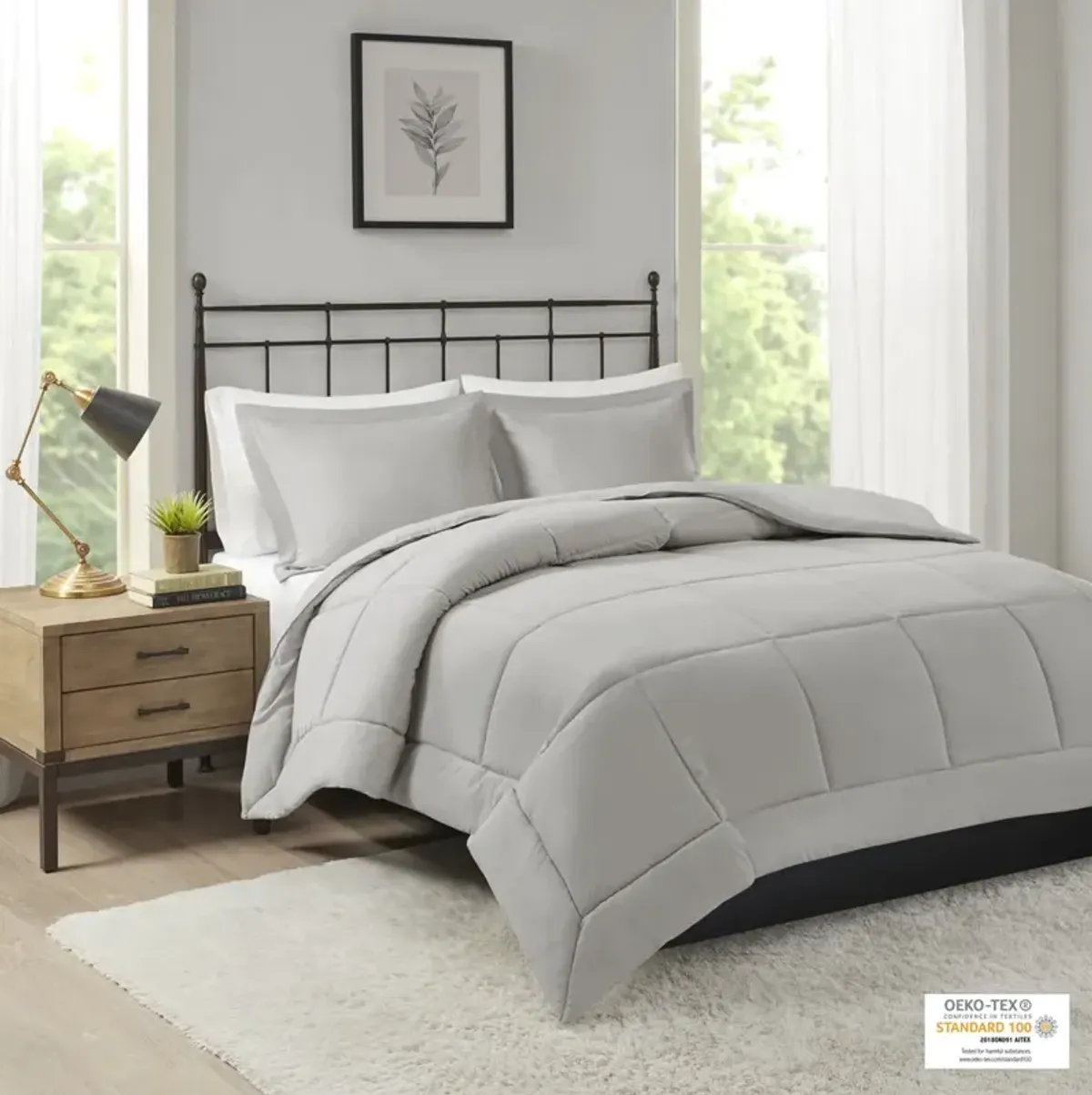 Madison Park Sarasota Grey Microcell Down Alternative Comforter Mini Set