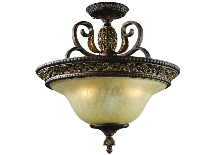 Regency 19" Wide 3-Light Semi Flush Mount - Burnt Bronze