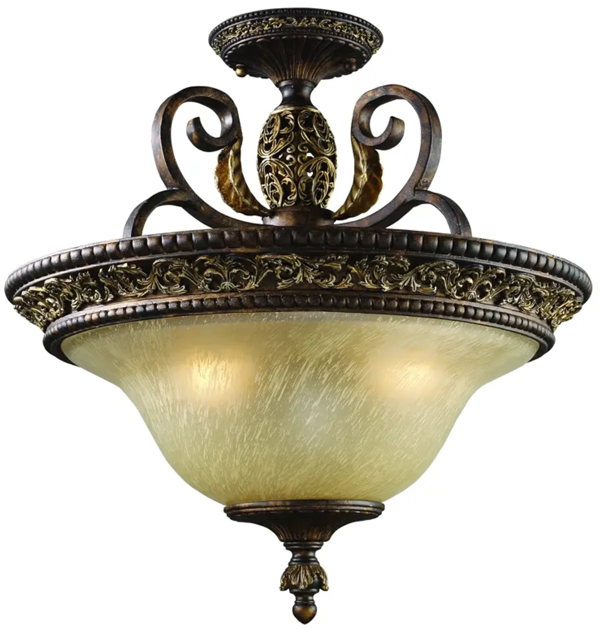 Regency 19" Wide 3-Light Semi Flush Mount - Burnt Bronze